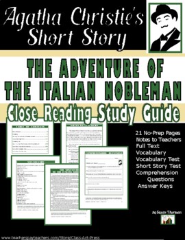Preview of AGATHA CHRISTIE | The Adventure of the Italian Nobleman | Study Guide Worksheets
