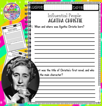 Preview of Agatha Christie | Worksheets | Social Studies | History | Reading