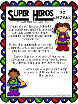 Age Appropriate Chore List: Superhero Theme #Distance Learning by Eyes ...