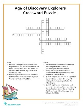 Preview of Age of Discovery Explorers Crossword Puzzle!