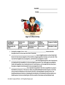 Preview of Age of Discovery Quiz/Worksheet!