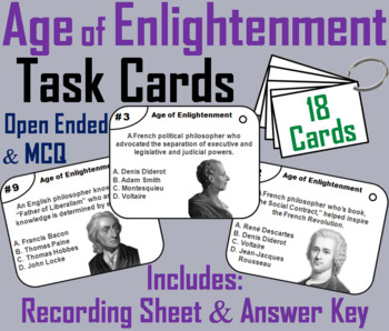 Preview of Age of Enlightenment Task Cards Activity