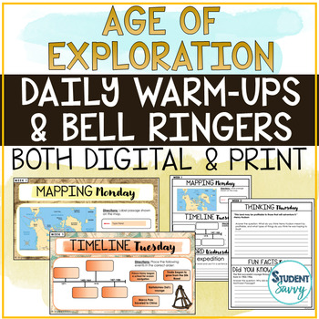 Preview of Age of Exploration Bell Ringers Warm Ups Morning Work Map Timeline