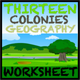 13 Colonies Geography Activity Worksheet  (CCLS)