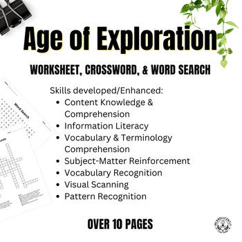 Preview of Age of Exploration Conflict Crossword Puzzle, Word Search & Worksheet