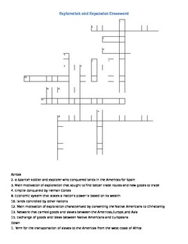 Age of Exploration Crossword Puzzle by Engage in History TpT