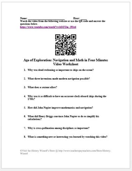 Age of Exploration: Navigation and Math in Four Minutes Video Worksheet