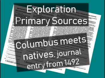 Preview of Age of Exploration Primary Source - Columbus meets natives (w guiding questions)