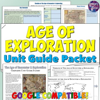 Preview of Age of Exploration Study Guide Unit Packet: Explorers Map, Timeline, Activities