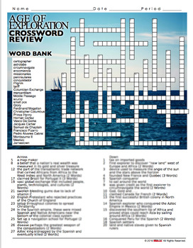 Age of Explorations Crossword Puzzle Review by Lesson Plan Ninja