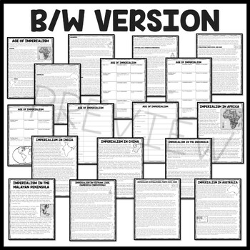 Age of Imperialism Reading Comprehension Worksheets Centers and Charts