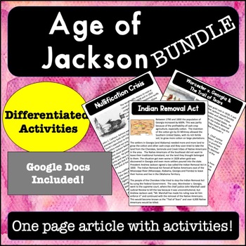 Preview of Age of Jackson Reading Passages and Activities Bundle  & Distance Learning