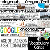 Age of Jackson & Sectionalism Vocabulary Word Wall Cards -