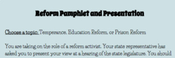 Preview of Age of Reform Presentation and Pamphlet