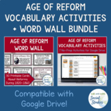 Age of Reform Vocabulary Activity Set + Word Wall Bundle