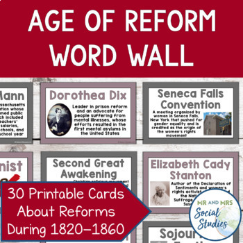 Preview of Age of Reform Word Wall