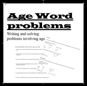 Preview of Age word problems