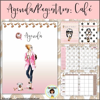 Preview of Agenda/Registros Café - Spanish Coffee themed Planner