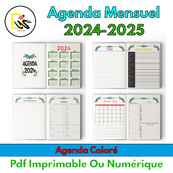 Preview of Agenda Scolaire Coloré  2024 2025 | Planificateur mensuel de 2024 2025