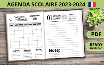 Agenda Scolaire Français Journalier 2023 2024 by French Resources Magique