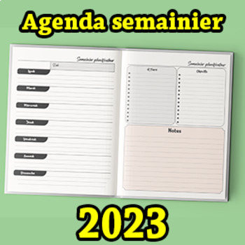 Preview of Agenda Semainier 2023 | Planificateur hebdomadaire de une semaine par deux pages