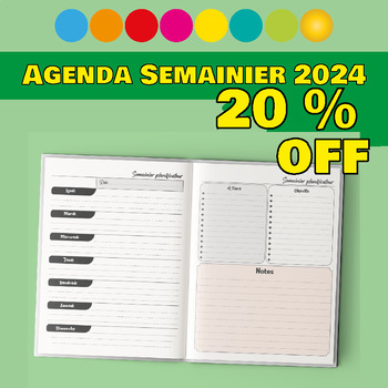 Preview of Agenda Semainier 2024 | Planificateur hebdomadaire de an 2024