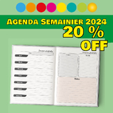 Agenda Semainier 2024 | Planificateur hebdomadaire de an 2024