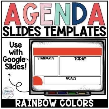 Preview of Agenda Slides | Editable Google Slides | Rainbow 