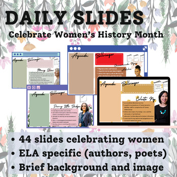 Preview of Agenda Slides | Women's History Month | ELA