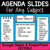 Agenda Slides for ANY subject EDITABLE PowerPoint and Goog