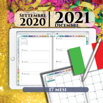 Preview of Agenda settimanale digitale italiana italiana per il 2020 2021 anni, calendario