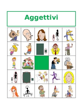 Preview of Aggettivi (Italian Adjectives) Bingo