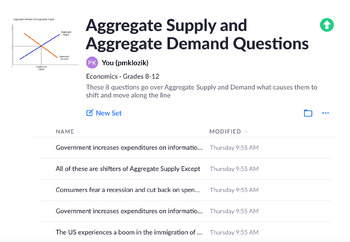 Preview of Aggregate Supply and Aggregate Demand Plickers/Exit Ticket  8 Questions