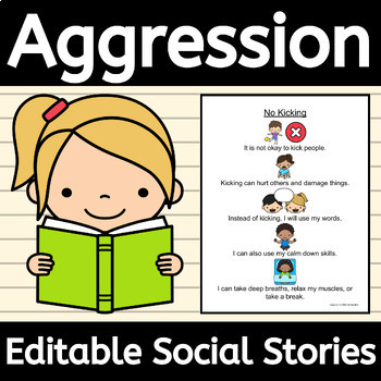 Preview of Aggression Social Stories Bundle for Hitting, Feeling Angry, Anger Management