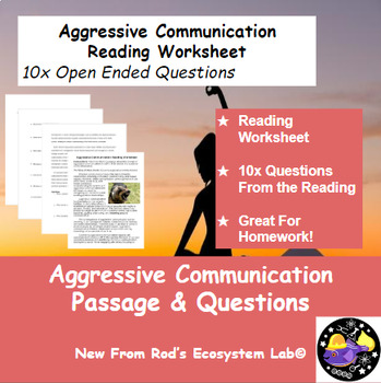 Preview of Aggressive Communication Reading Worksheet **Editable**
