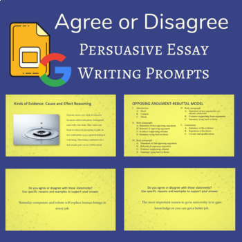 Preview of Agree or Disagree: Persuasive Essay Writing Prompts for Distance Learning