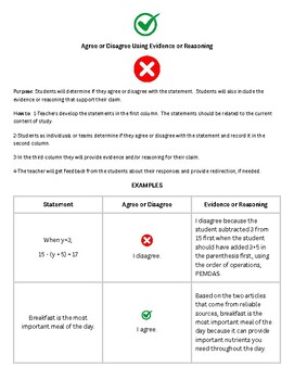 Preview of Agree or Disagree Template