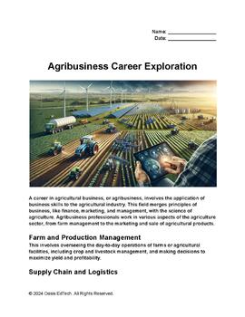 Preview of Agribusiness Careers Exploration Worksheet