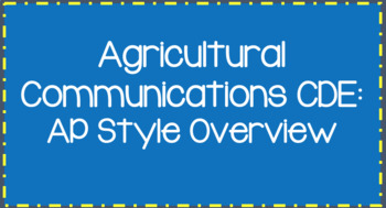 Preview of Agricultural Communications CDE: AP Style Review