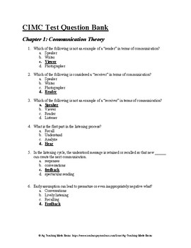 Preview of Agricultural Communications CDE: CIMC Test Question Bank - Chapter 1