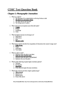 Preview of Agricultural Communications CDE: CIMC Test Question Bank - Chapter 2