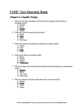 Preview of Agricultural Communications CDE: CIMC Test Question Bank - Chapter 6