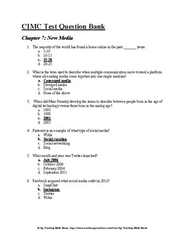 Preview of Agricultural Communications CDE: CIMC Test Question Bank - Chapter 7