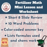 Agriculture Math Worksheet | Fertilizer Calculations with 