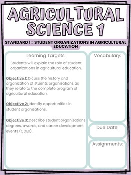 Preview of Agricultural Science 1 Standards and Objectives