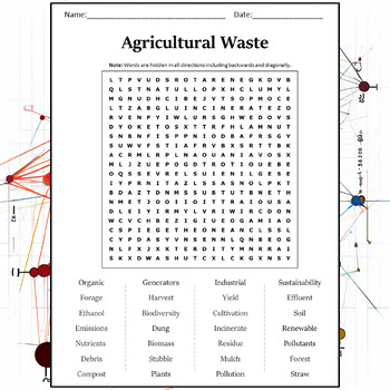 Preview of Agricultural Waste Word Search Puzzle Worksheet Activity