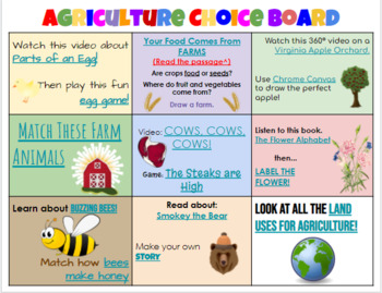 Preview of Agriculture Choice Board