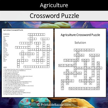Agriculture Crossword Puzzle Worksheet Activity by Crossword Corner