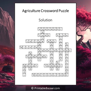 Agriculture Crossword Puzzle Worksheet Activity by Crossword Corner