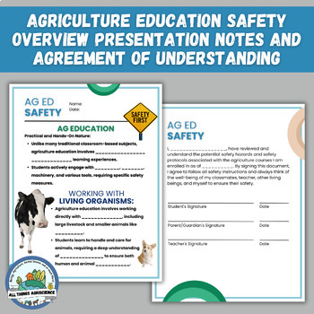 Preview of Agriculture Education Safety Presentation Notes & Contract